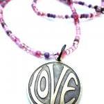 Love Necklace. Brass Metal Love Circle Pendant..