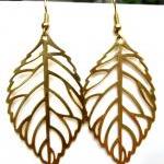 Gold Leaf Earrings, Gold Leaf Jewelry, Fall, Leaf,..
