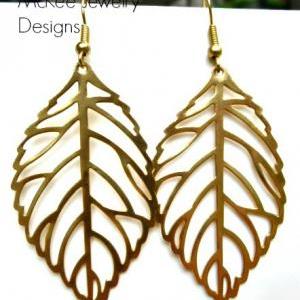 Gold Leaf Earrings, Gold Leaf Jewelry, Fall, Leaf,..