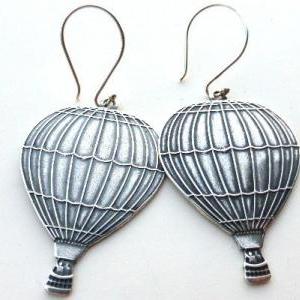 Sterling Silver Air Balloon Earrings, Bali Silver..