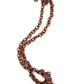 Copper Necklace With Ruby Fuchsia Pink Crystal..