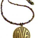 Love Necklace. Purple & Gold. Brass..