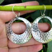Sterling silver hammered hoop earrings. Bali silver jewelry, Silver hoops, hoop jewelry, hoop earrings 