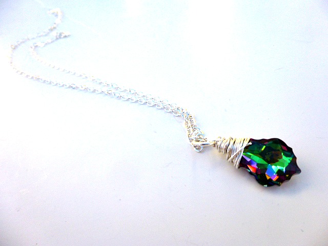 Sterling Silver Necklace With Electica Crystal Pendant