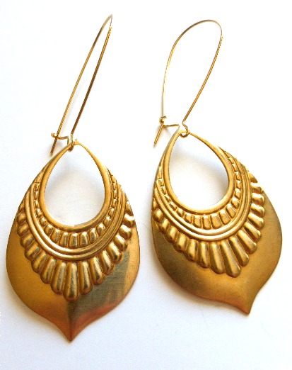 Gold Earrings, Gold Kidney Ear Wire, Earrings, Gold Jewellery, Brass Earrings, Brass