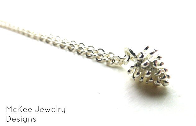 Silver Pine Cone Necklace, Sterling Silver, Woodland Autumn Nature,minimal Jewelry, Simple, Handmade Jewelry, Jewellery