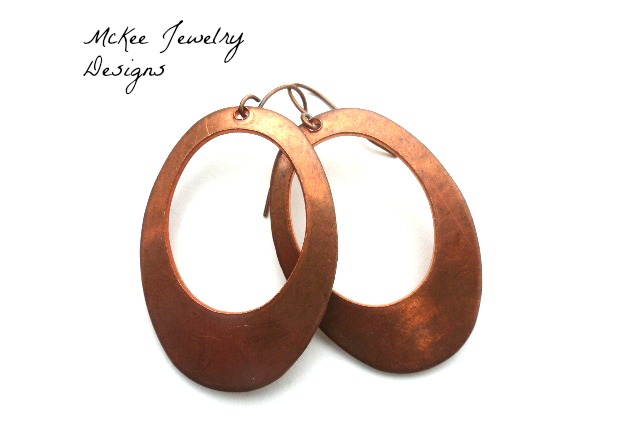 Copper Oval Hoop Earrings, Handmade Jewelry, Jewellery, Boho, Bohemian Earrings, Boho Jewelry