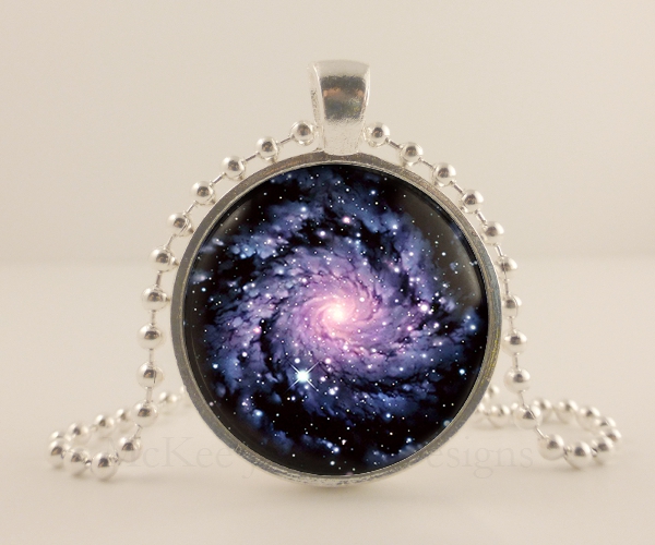 Nebula, Constellation, Planet, Galaxy, 1 Inch Sterling Silver Metal Pendant Tray, Glass Dome Necklace, Jewelry, Jewellery. Space. Orbit. Handmade